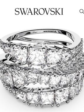 Swarovski Silver Multi-Row Wave Ring